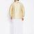 Men's gold and white silk blend shirt and mundu set