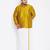 Men's mustard and white silk blend shirt and mundu set