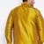 Men's mustard and white silk blend shirt and mundu set