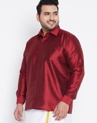 Men's maroon silk blend ethnic shirt 2
