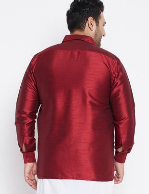 Men's maroon silk blend ethnic shirt 3