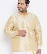 Men's gold silk blend ethnic shirt