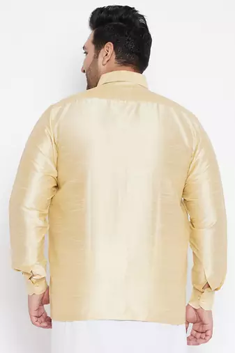 Men's gold silk blend ethnic shirt