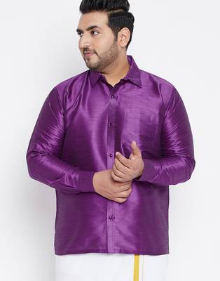 Men's purple silk blend ethnic shirt 1