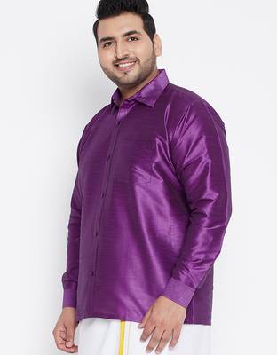 Men's purple silk blend ethnic shirt 2