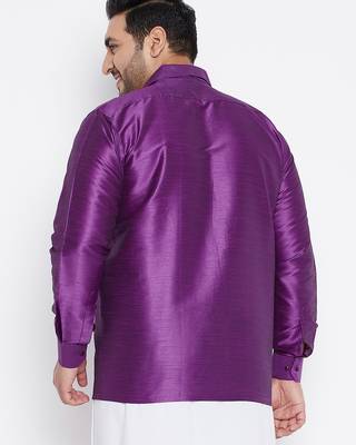Men's purple silk blend ethnic shirt 3