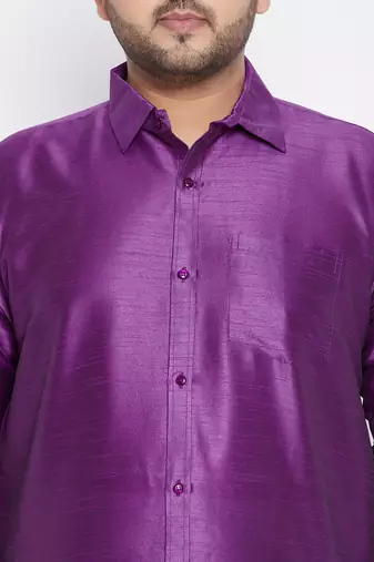 Men's purple silk blend ethnic shirt