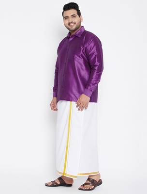 Men's purple silk blend ethnic shirt 5