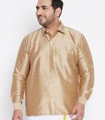 Men's rose gold silk blend ethnic shirt