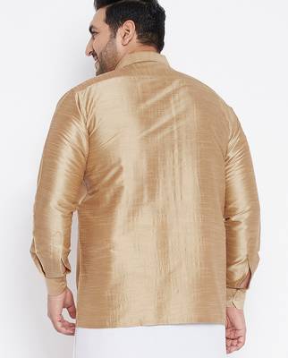Men's rose gold silk blend ethnic shirt 3