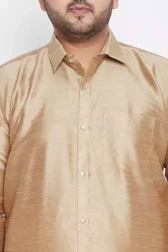 Men's rose gold silk blend ethnic shirt