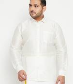 Men's white silk blend ethnic shirt