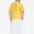 Men's yellow and white silk blend shirt and mundu set