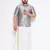 Men's grey and white silk blend shirt and mundu