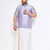 Men's lavander and white silk blend shirt and mundu