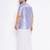 Men's lavander and white silk blend shirt and mundu