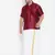 Men's maroon and white silk blend shirt and mundu set