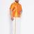 Men's orange and white silk blend shirt and mundu