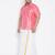 Men's pink and white silk blend shirt and mundu set