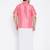 Men's pink and white silk blend shirt and mundu set