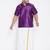 Men's purple and white silk blend shirt and mundu set