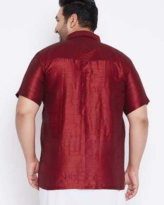 Men's maroon silk blend ethnic shirt 3