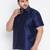 Men's navy blue silk blend ethnic shirt