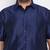 Men's navy blue silk blend ethnic shirt