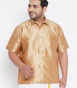 Men's rose gold silk blend ethnic shirt