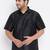 Men's black silk blend ethnic shirt