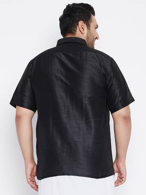 Men's black silk blend ethnic shirt 3