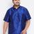 Men's blue silk blend ethnic shirt