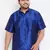 Men's blue silk blend ethnic shirt