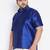 Men's blue silk blend ethnic shirt