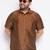 Men's coffee silk blend ethnic shirt