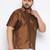 Men's coffee silk blend ethnic shirt