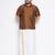 Men's coffee silk blend ethnic shirt