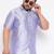 Men's bluish white silk blend ethnic shirt