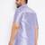 Men's bluish white silk blend ethnic shirt