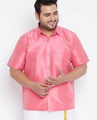pink silk blend shirt for men 1
