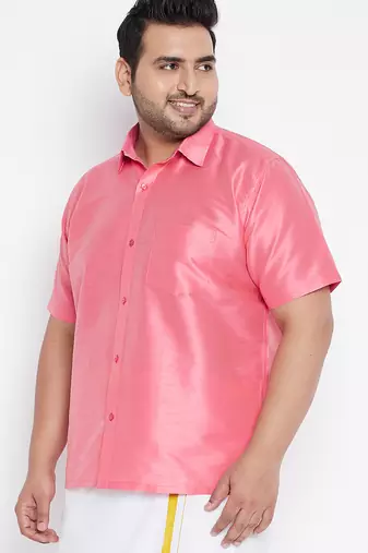 pink silk blend shirt for men