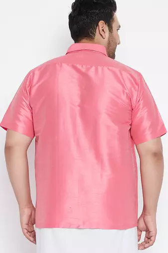pink silk blend shirt for men