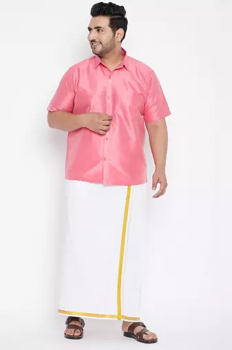 pink silk blend shirt for men