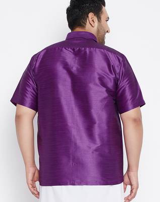 Men's purple silk blend ethnic shirt 3