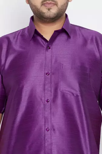 Men's purple silk blend ethnic shirt
