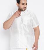 Men's white silk blend ethnic shirt