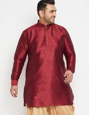 Men's maroon silk blend kurta 1