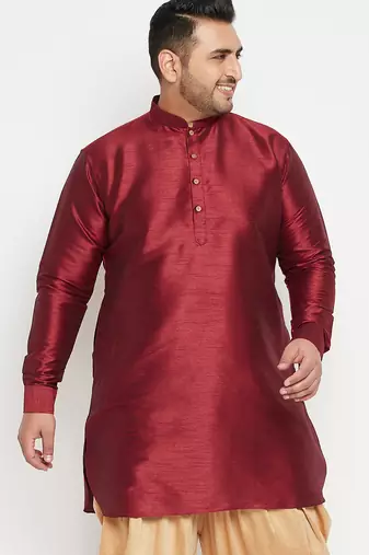 Men's maroon silk blend kurta
