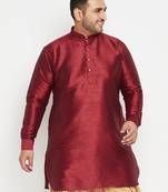 Men's maroon silk blend kurta
