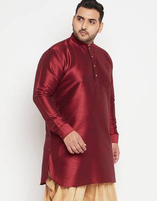 Men's maroon silk blend kurta 2
